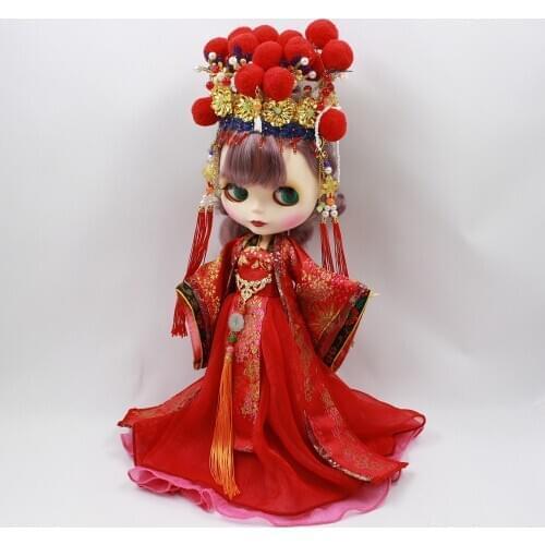 Outfits for Blyth doll Chinese Bride outfit including the crown suit for 1/6 azone BJD icy dbs