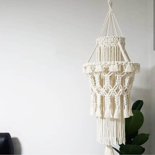 Bohemian Macrame Wall Hanging Handmade Woven Lampshade Lamp Decoration Coffee Living Room Wedding Decor Tapestry Lampshade