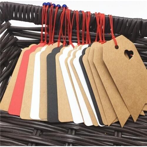 New arrival 300pcs Kraft Paper Price Tag and blue Bead Tassels Retro Elegance gift Packing Box/Bag Hang Labels Garment Card