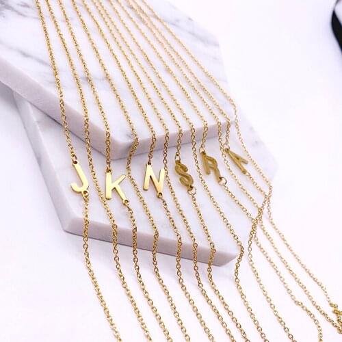 Stainless Steel Sideways Initial Necklace A-Z Letter Name Necklace 26 Alphabet 1cm Letter Dainty Necklace Love Gift High quality