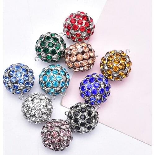 20mm Diamond Round Ball Welding Rhinestone Pendant Necklace Earring Sweater Chain Crystal Charms DIY Jewelry Making Accessories