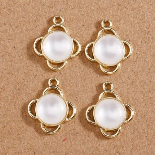 5pcs 14*17mm Opal Flower Charms Pendant for DIY Jewelry Making Necklaces Drop Earrings Bracelets Crafts Making Accessories