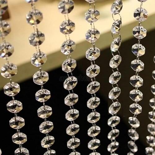 1Pc 3.3ft Clear Acrylic Crystal Beads Curtain Garland Chandelier Pendants Hanging Chain Christmas Wedding Party Decoration Home