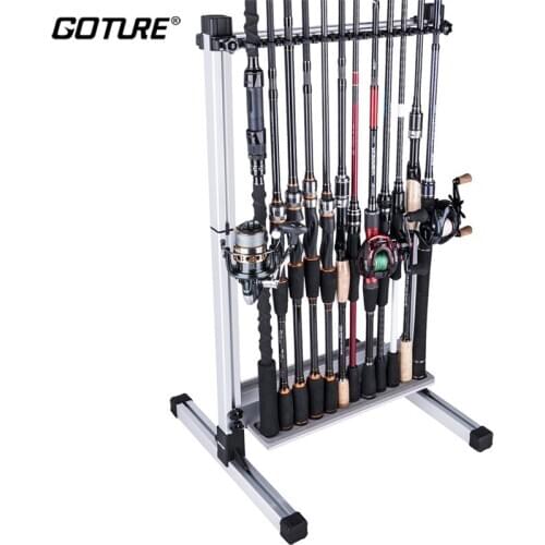 Goture Adjustable Fishing Rod Racks & Rod Holders Aluminum Alloy Fishing Rod Storage Display Rack