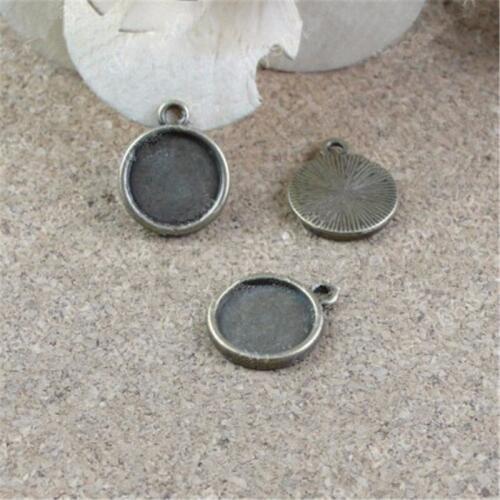RONGQING Vintage Bronze 100pcs/lot Handmade Jewelry Pendant 12mm Cabochon Settings Retro Time Gemstone Base Jewelry Accessories
