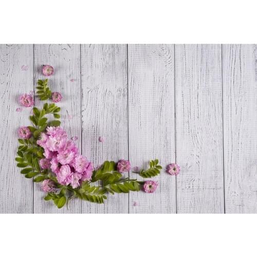 Pink Flower Wooden Board Photographic Backdrop Custom Backgrounds Photo Studio for Birthday Lovers Valentines Day Photophone