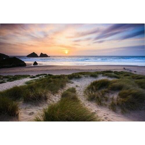 Holywell bay nr newquay cornwall sunset picture Art Film Print Silk Poster for Your Home Wall Decor 24x36inch