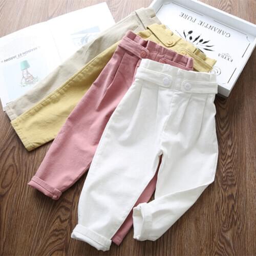 Girls loose casual pants Korean childrens baby stretch cotton radish pants 2021 spring and autumn new P4042