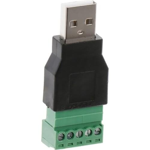 USB 2.0 Type A to 5P Screw Shield Terminal Plug Male/Female Plug Adapter Connector
