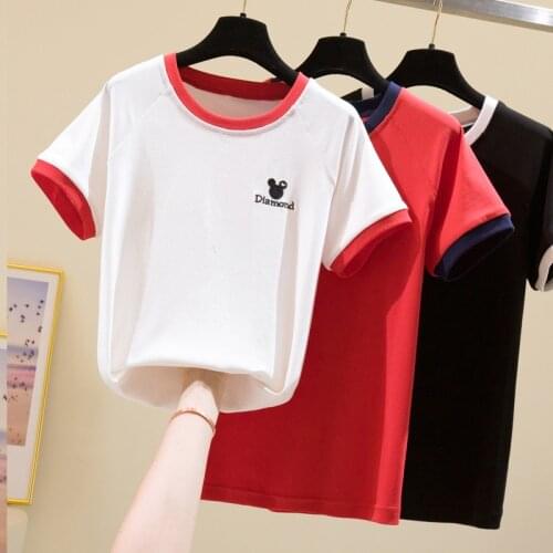 2021 ladies T-shirt casual white black red short-sleeved cotton top summer brand clothing