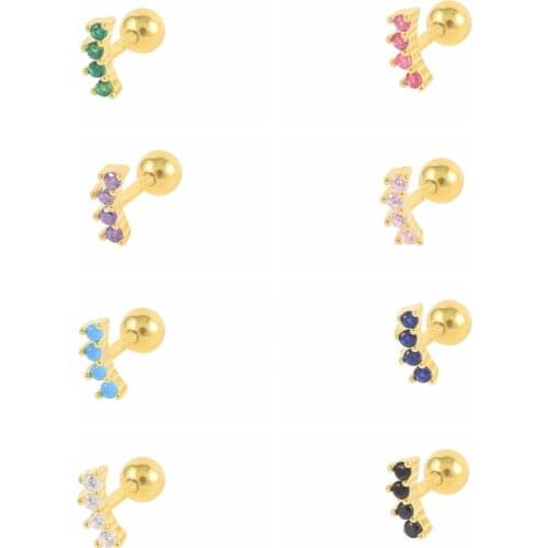 CANNER 1PC Square Black Purple Diamond Inlay Earrings For Women 925 Sterling Silver Piercing Stud Earring Pendiente 2021 Jewelry