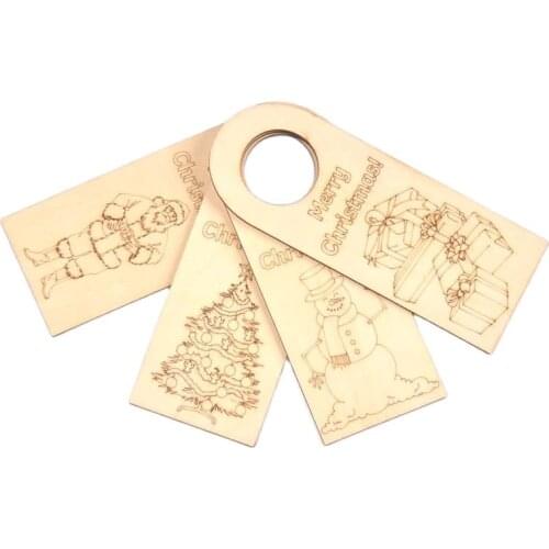 2pcs Wooden Christmas Pendant Hanging Ornament for Door Santa Claus Xmas Party Decor DIY Home Decoration 6.6x17.3cm mt2706