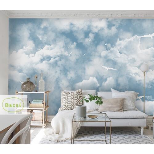 Custom 3D Mural Wallpaper Stereo Blue Sky White Clouds Dove Nature Landscape Photo wallpapers for living room 16d papel mural