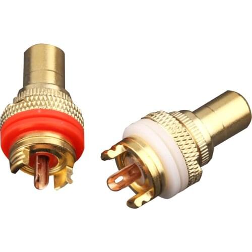 8PCS RCA CMC Female Red White RCA Female Socket Chassis High Quality Phono Copper Plug Connector