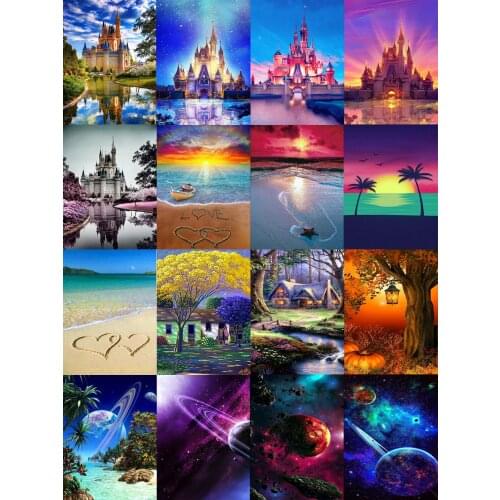5d Diy Diamond Painting Castle Cross Stitch Kit Children Gift Home Decoration Landscape Diamond Painting Complete Kit