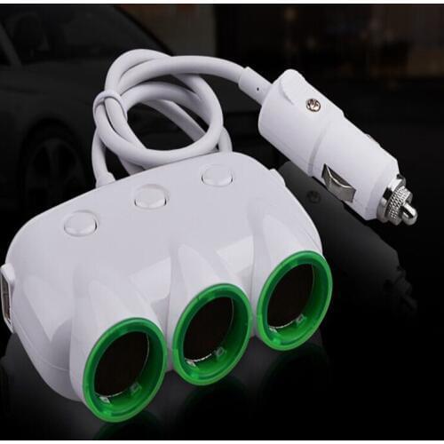 30pcs/lot 5V 3.1A 3 Socket Cigarette Lighter Adapter Dual 2-Port USB Car Charger For Samsung iPhone Mobile Phone DVR GPS