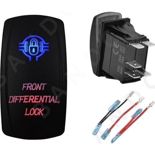 Car Boat FRONT DIFF LOCK Rocker Switch 5P SPST Laser Blue&Red Leds ON-OFF for ARB RV Camping Car，Car Tuning Parts，Jumper Wire