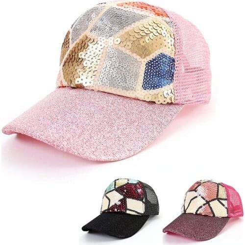 Summer Sequin Glitter Kids Baseball Caps Baby Boy Girl Sun Hats Children Adjustable Snapback Mesh Hip Hop Cap casquette enfant