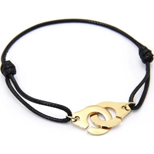 Bracelet Jewelry Stainless Steel Handcuffs Bracelet Women Men Couples Pendant Opening Adjustable Rope Bangle