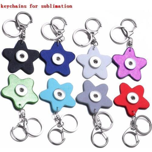 Keychains for sublimation fashion star key chain for thermal transfer printing custom DIY jewelry blank material 8 new styles