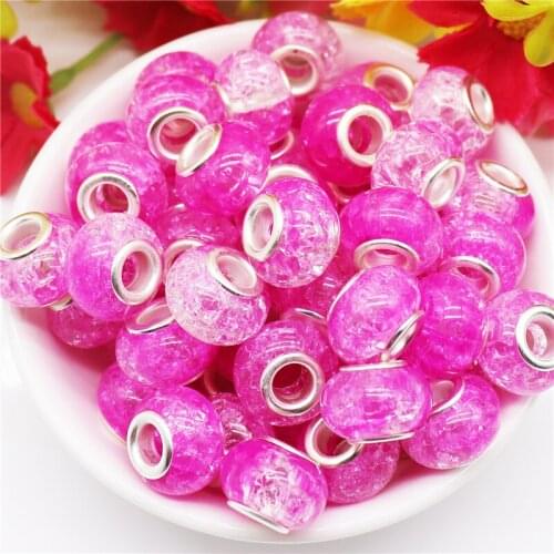 10Pcs Cracked European Large Hole Spacer Beads DIY Craft Resin Spacer Charm Beads for DIY Charms Pandora Bracelet Jewelry Making