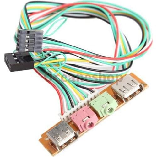 3pcs PC Computer Case Front Panel USB Audio Port Mic Earphone Cable