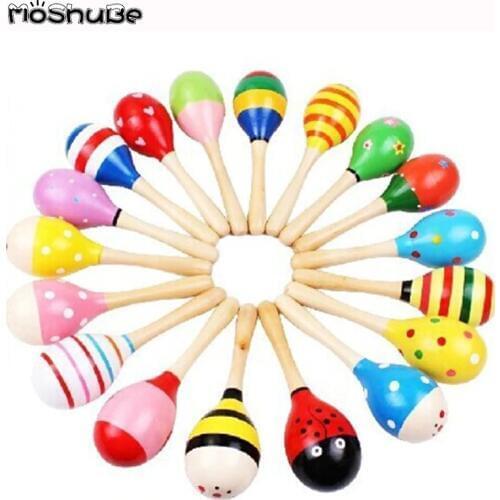 Colorful Wooden Small Rattles, Maracas Beat Baby Educational Toys 0-12 Months Kids Gift for Newborns Funny Dolls 420