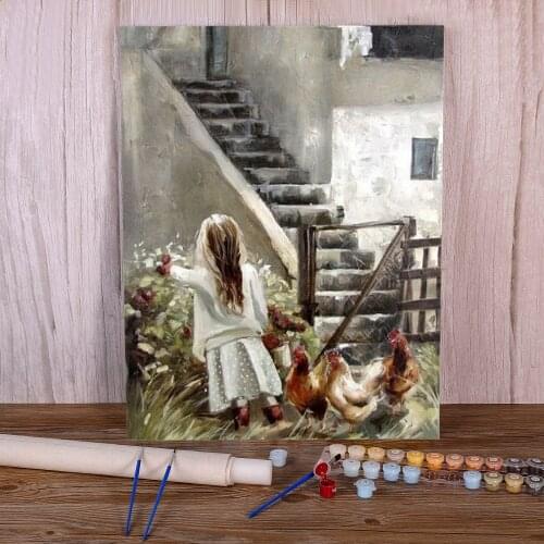 Flower Girl DIY Painting By Numbers Kit Oil Paints 40*50 Picture By Numbers Photo Wall Decoration Adults Wall Art Handicraft