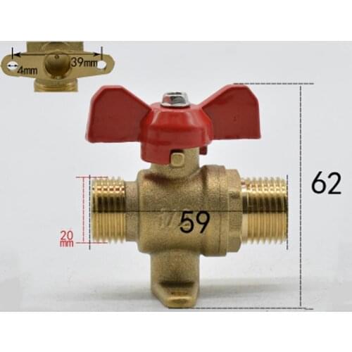 DN15 G 1/2" BSP Male Brass Ball Valve Water Gas Oil Port Size 12mm With Red Handle