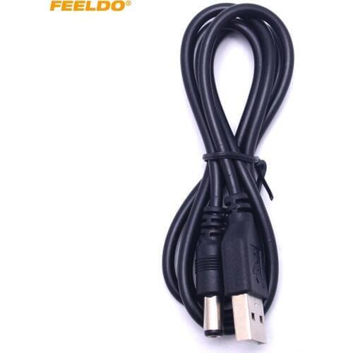 FEELDO 20PCS Black 85cm USB 2.0 Port To 5.5mm x 2.1mm 5V DC Power Barrel Jack Power Cable Connector Plug #3785