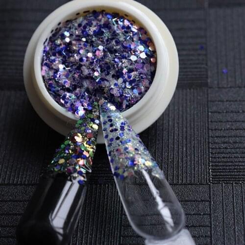 50g Holographic Nail Sequins (0.2+1+2mm) Mixed Size Strip&Hexagon Flakes 3D DIY Shinny Mirror Paillette Mermaid Nail Sequins pd