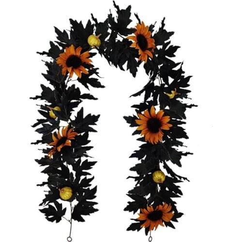 180cm Long Artificial Sunflowers Vine Autumn Cane Backdrop Decor Silk Fake Rattan Garland For Wedding Home Hotel Decoration