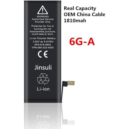 Jinsuli 10cs/lot Real Capacity China Protection board 1810mAh 3.7V Battery for iPhone 6 6G zero cycle replacement parts 6G-A