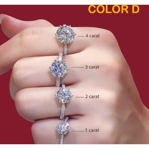 925 silver Moissanite ring 1ct D color Classic style Round Cut Ring Single Row Diamond Engagement Anniversary Ring