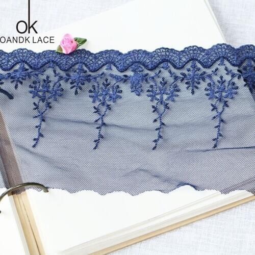 1 yard 15.5 cm cute lace embroidery dark blue water soluble lace DIY garment accessories