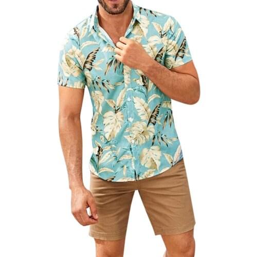 2021 New Arrival Button Up Mens Shirts Casual Summer Hawaiian Beach Shirt Blouses Tops Fashoin Short Sleeve Lapels For Men