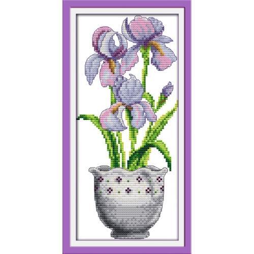 Purple flower cross stitch kit 14ct 11ct count print canvas stitching embroidery DIY handmade needlework plus