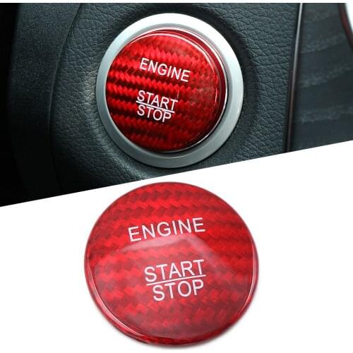 Carbon Fiber Engine Start Button Cover Stickers Decor for Mercedes Benz C GLC W205 X253 C63 red black Car-styling