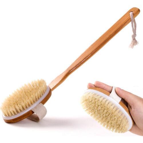 Natural Long Wooden Bristle Body Brush Home Bathroom Massager Bath Shower Back Spa Scrubber LX8243