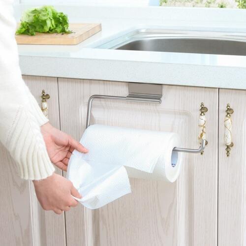 Stainless Steel Bathroom Door Single Towel Rack Holder Kitchen Roll Holder Hanging Organizer Shelf Tissue Holder Towel Rack