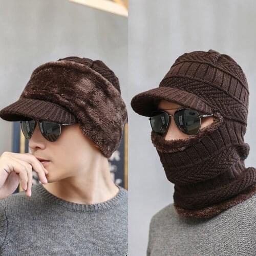 Heavy Fluffy Line Cap Scarf In One Thicken Cycling Road Bicycle Riding Hiking Camping Warm Hat Windproof Neck Protection Hat Cap