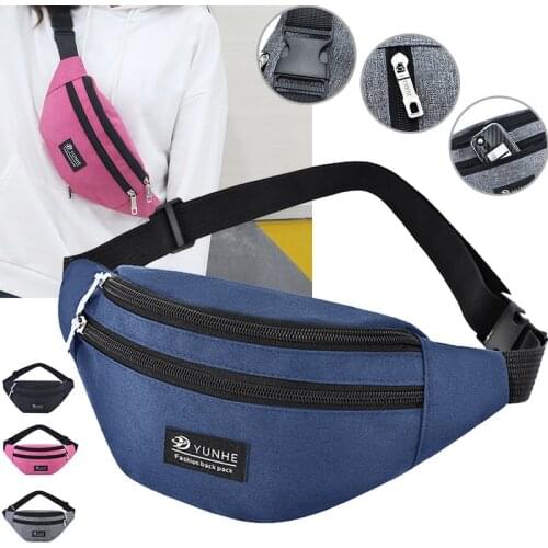 Waist Bag Women Three Zipper Pocket Fashion Men Chest Handbag Unisex Ladies Pink Waist Pack Belly Bags Purse