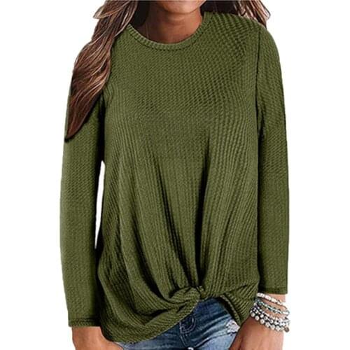 Pullovers Women Leisure elegance Plus Size Chic Lady Solid Color O Neck Long Sleeve Knotted Knitted Sweater Top Womens Clothing