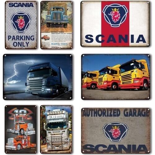 Retro Chic Scania Parking Only Metal Plaque Tin Sign Vintage Truck Tin Poster Garage Road Sign Decor Personality Art Wall Decor
