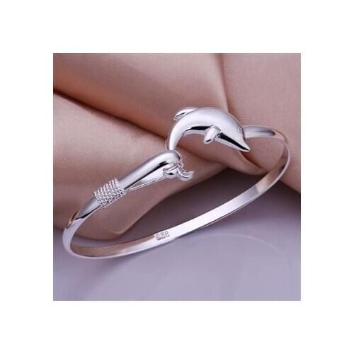 925 Plating Pretty Silver Plated Bracelets For Women Wholesale Free Shipping Charm Christmas Gifts Fashion Jewelry Bangle