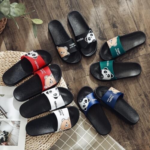 Panda Cartoon Slippers Women Black Summer Cute Beach Interior PVC Home Female Shoes Fashion Summer Sliding Non-Slip Bathroom