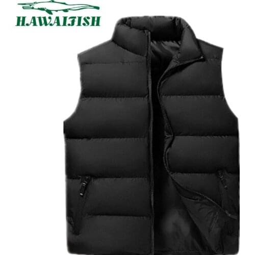 Hawaifish brand Mens vest 2021 new autumn and winter down cotton jackets male casual warm Korean slim fit waistcoat for men