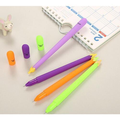 100 Pcs Creative Stationery Simulation Eggplant Gel Cute Vegetable Modeling Water Cartoon Learning Office Sign Pen Kawaii School