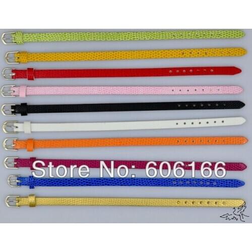 100pc/lot snake strap Leather Bracelet Mix Color fit 8mm Slider Letters and Charms DIY Wristbands Fashion Jewelry Free Shipping