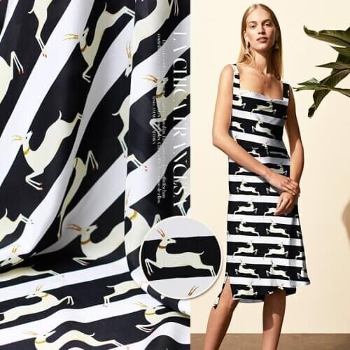 114 cm deer flower printed silk fabric 12 mm crepe de chine silk fabric summer shirt dress crepe fabric wholesale silk cloth